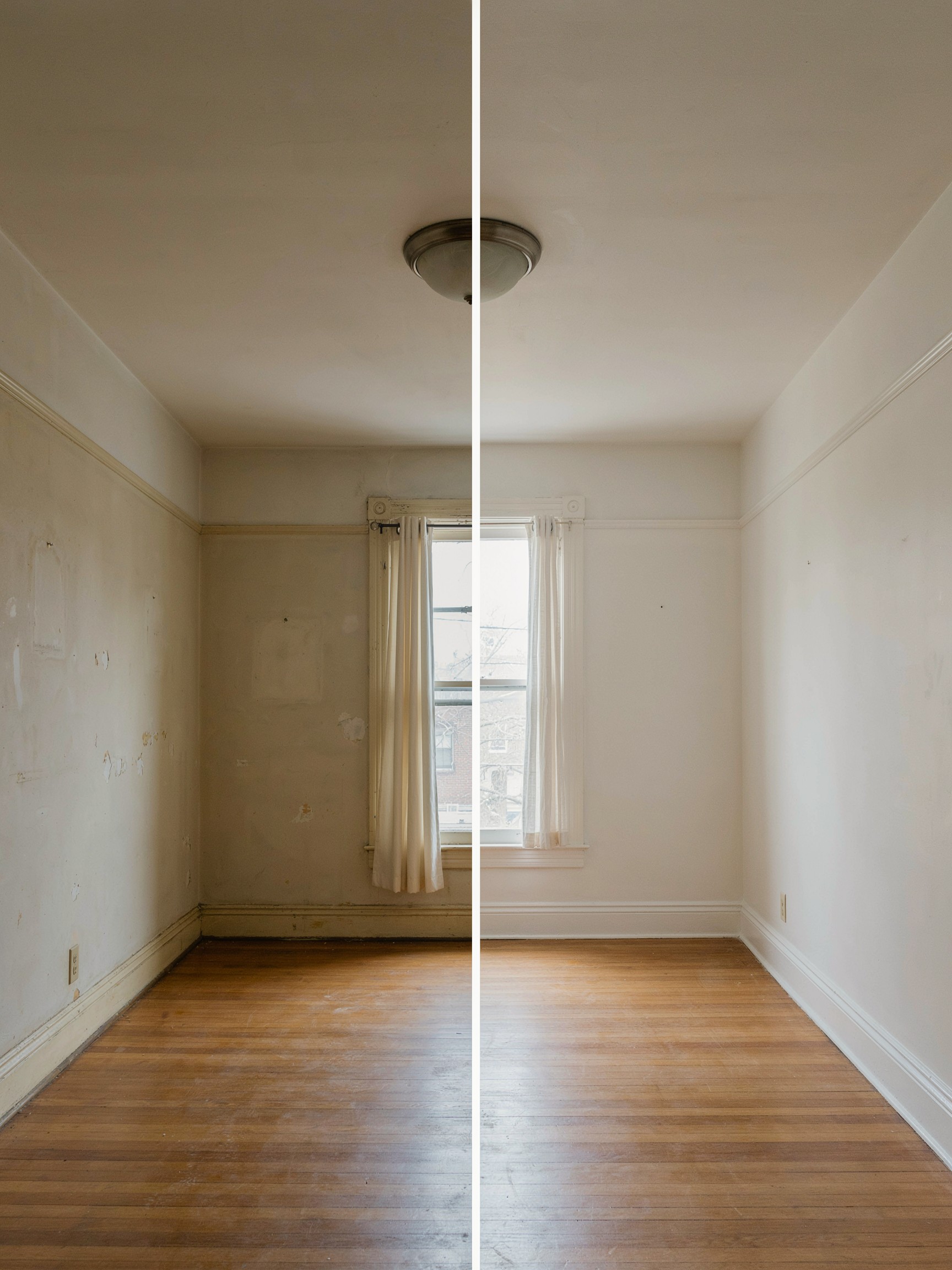 Pièce avant et après travaux de peinture