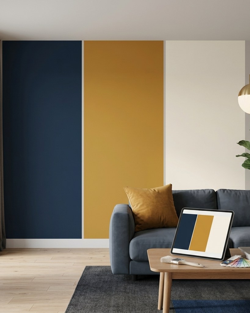 Illustration : nuancier de teintes peintes sur un mur intérieur